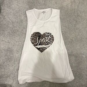 Juicy Couture White Sleeveless Top with Leopard Heart